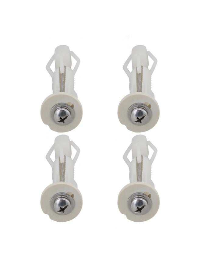 RDEXP White Plastic Toilet Seat Cover Hinge Blind Hole Nut Top Fixing Screw Pack of 4 - Image 1