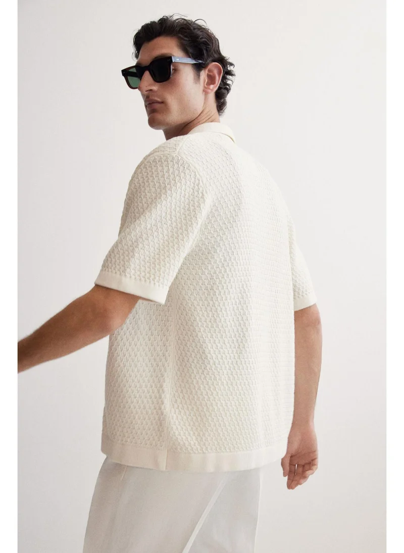 H&M Regular Fit Textured-knit resort shirt