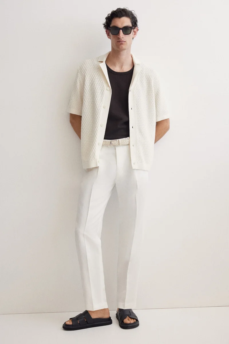 H&M Regular Fit Textured-knit resort shirt