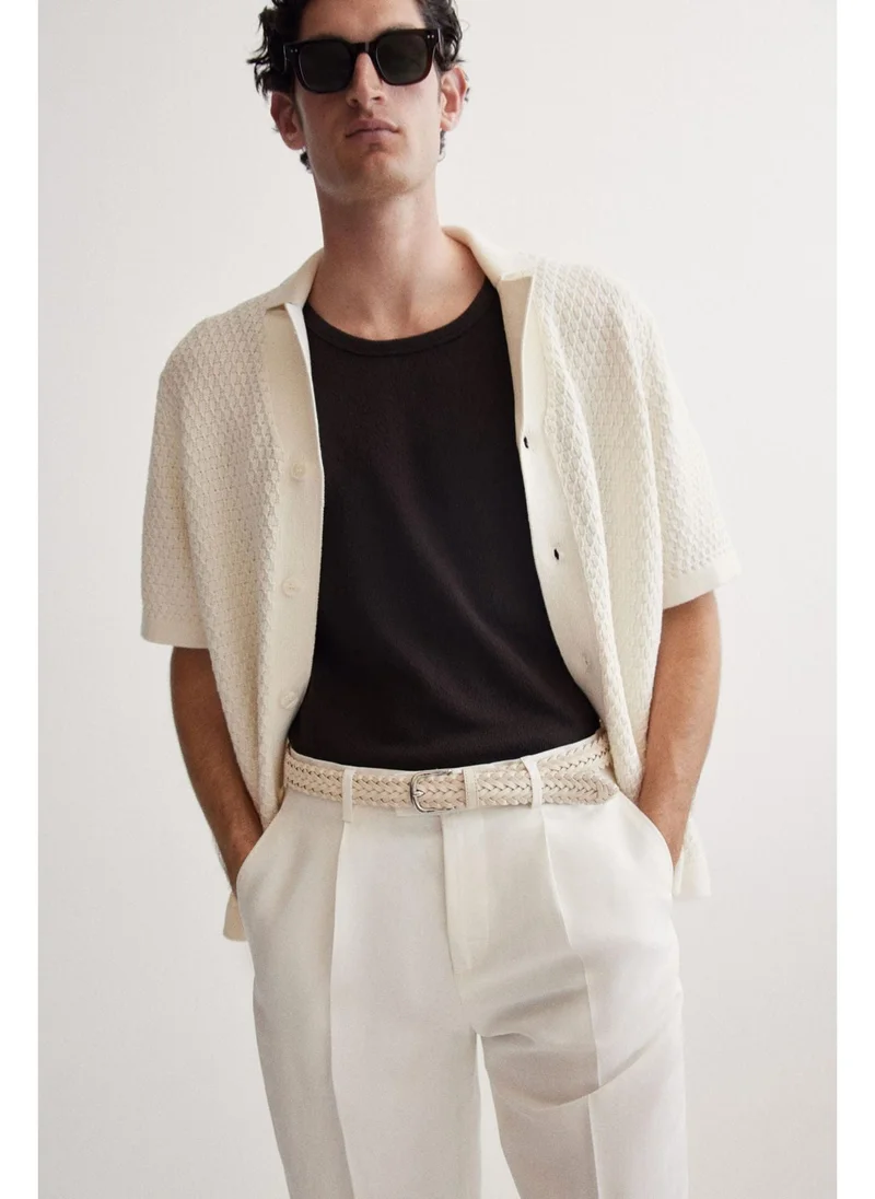 H&M Regular Fit Textured-knit resort shirt