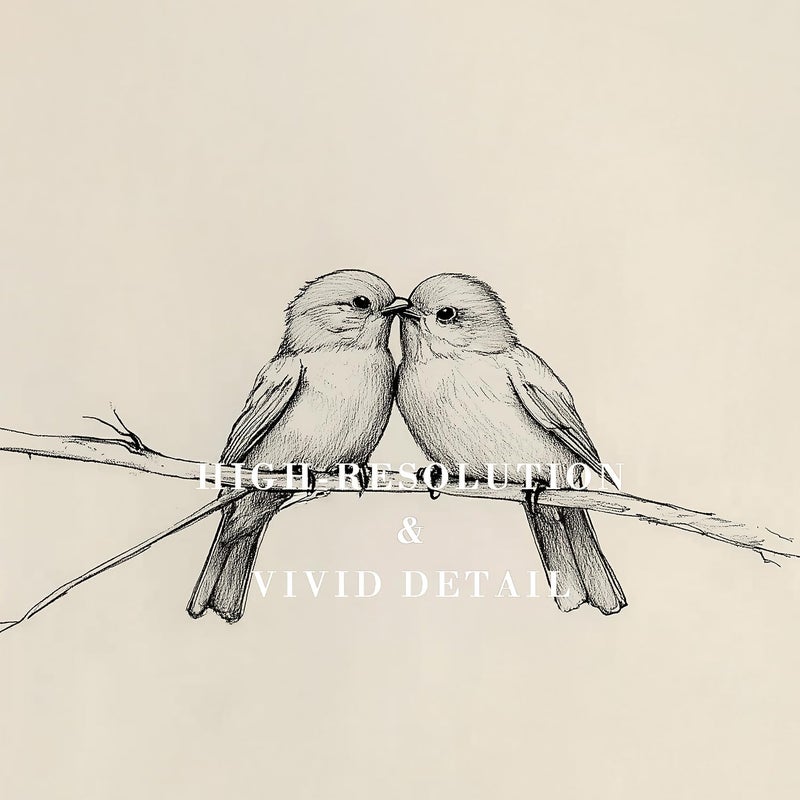 Kizbok Neutral Bird Wall Art Prints, Vintage Birds in Love on a Branch Canvas Painting Prints for Wall Decor, Bedroom Wall Decor Bird Sketch Drawing Art Pictures for Farmhouse Decor, Rustic Vintage Artwork Poster for Bathroom Gallery Home Decor(8" x 10"-UNFRAMED) - Image 2