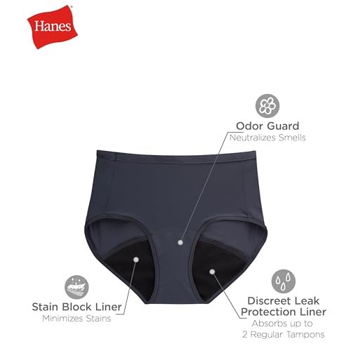 Hanes Women's Fresh & Dry Light Period Underwear, 3-Pk Brief - Image 4