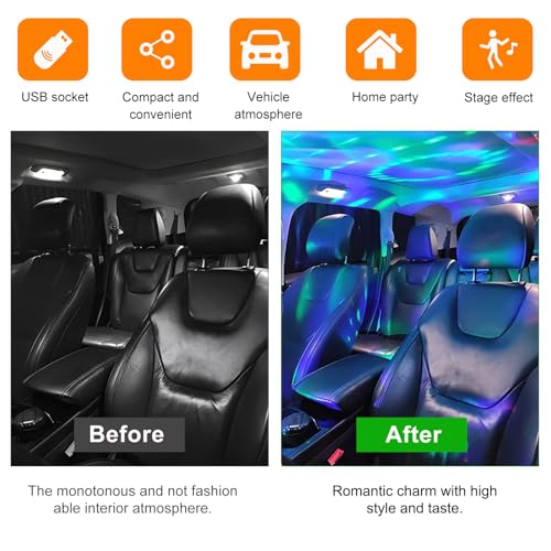 Dickno USB Star Night Light Projector, Portable Car Roof Sound Activated Atmosphere Lamp, Adjustable Auto Interior Atmosphere Decorative Light for Vehicle, Bedroom, Ceiling, Party - Image 5