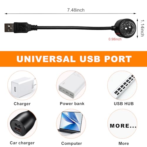 Dickno USB Star Night Light Projector, Portable Car Roof Sound Activated Atmosphere Lamp, Adjustable Auto Interior Atmosphere Decorative Light for Vehicle, Bedroom, Ceiling, Party - Image 2
