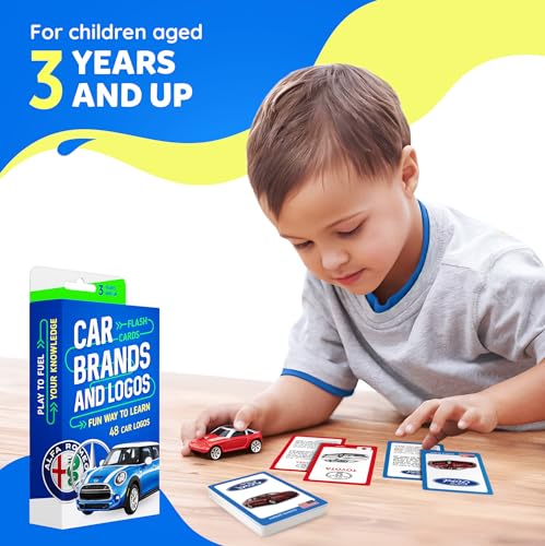 WELL BALANCED Car Brands and Logos Flash Cards for Kids Ages 48 Flash Cards for Toddlers 24 Years Ideal Small Gift for Boy - Image 5