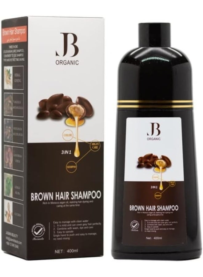 JB Organic in 1 Argan Oil Hair Color Shampoo (Brown) - Image 4