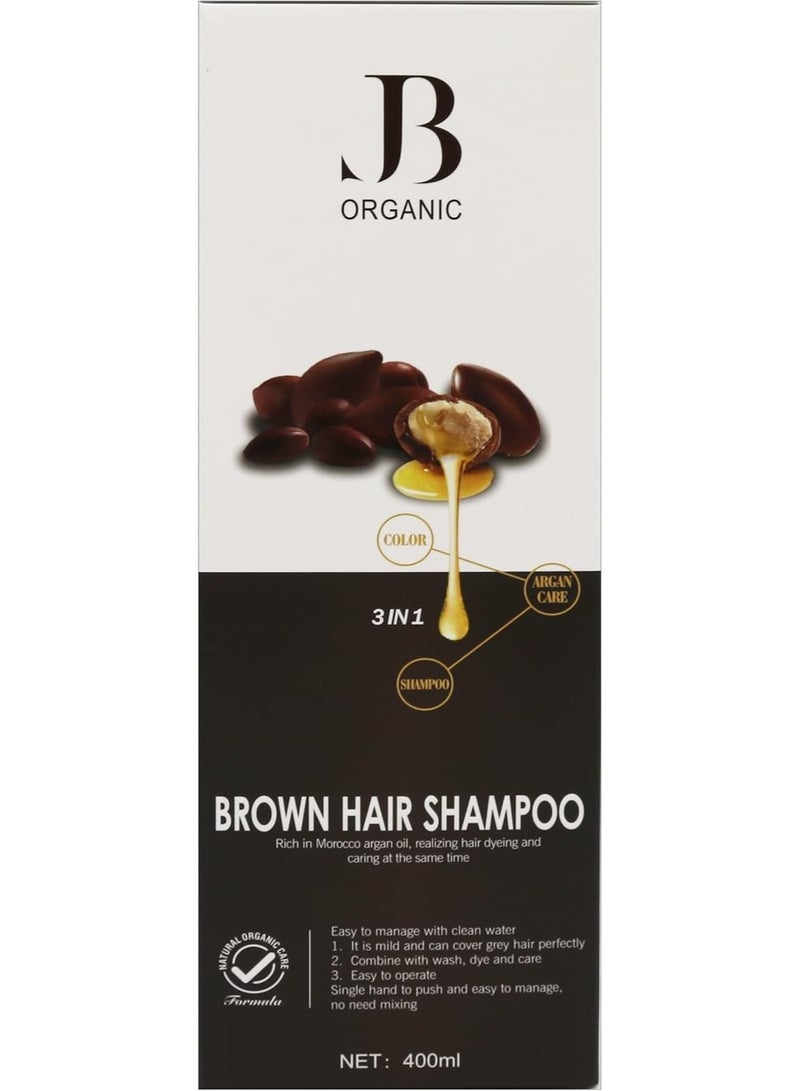 JB Organic in 1 Argan Oil Hair Color Shampoo (Brown) - Image 3