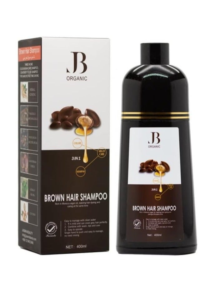 JB Organic in 1 Argan Oil Hair Color Shampoo (Brown) - Image 1
