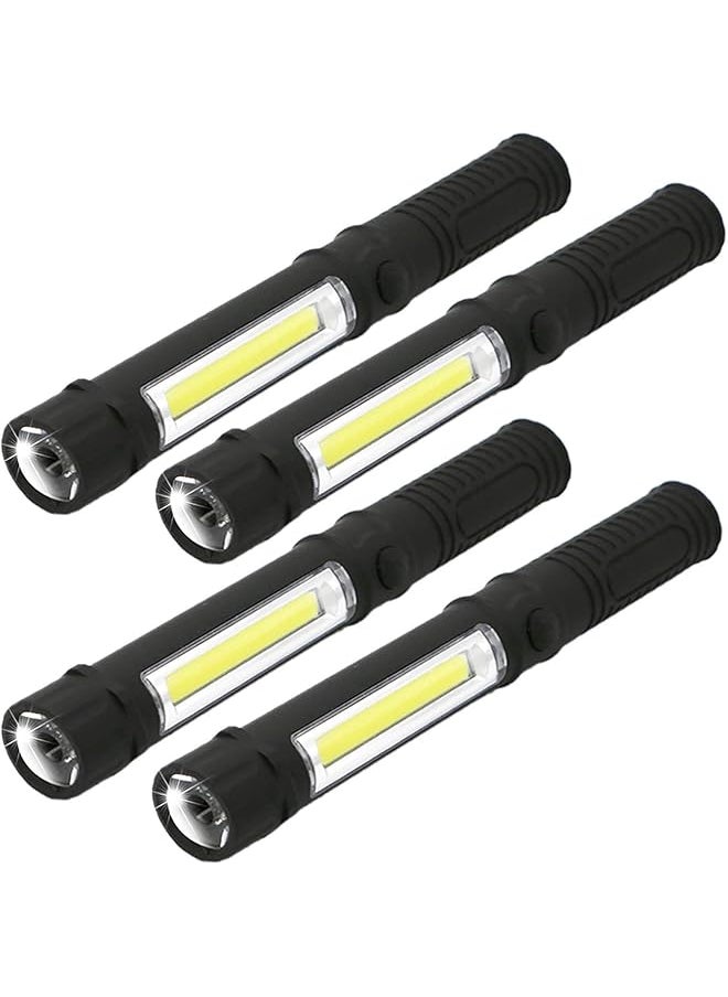 PROMASS 4PCS COB LED Flashlight, Magnetic Work Light Pen Light Flashlight Pocket Work Light Multi-Function Work Light Inspection Work Light Magnetic Base Flashlight for Camping, Emergency Flashlight  - Image 1