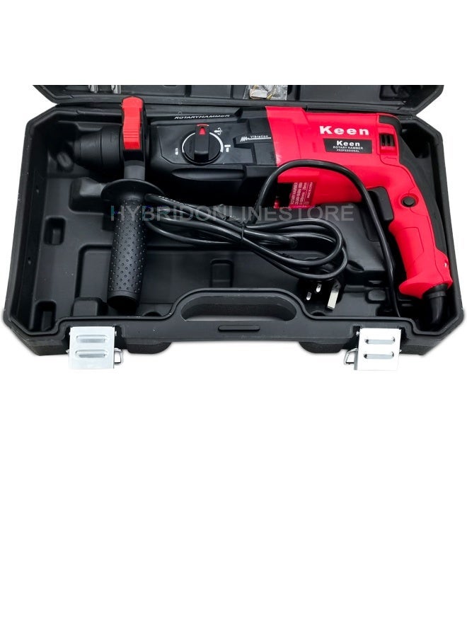Keen Rotary Hammer Drill OS-103 950W SDS Plus 28mm Electric Hammer Drill Machine for Concrete Brick Wall, 3 Mode Drilling Hammer Drilling Chiseling, Variable Speed 0-1600 RPM, Forward Reverse, 220-240V Power Tool with Accessories Heavy Duty Use - Image 5