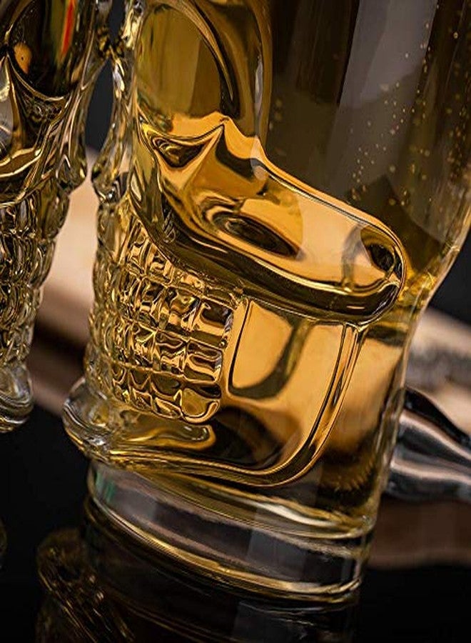 VILON Italian Premium Glass Beer Mugs with Handle | Crystal Clear Glass Beer Mug | 520ml (1, Skull Beer Mug 520ML) - Image 5