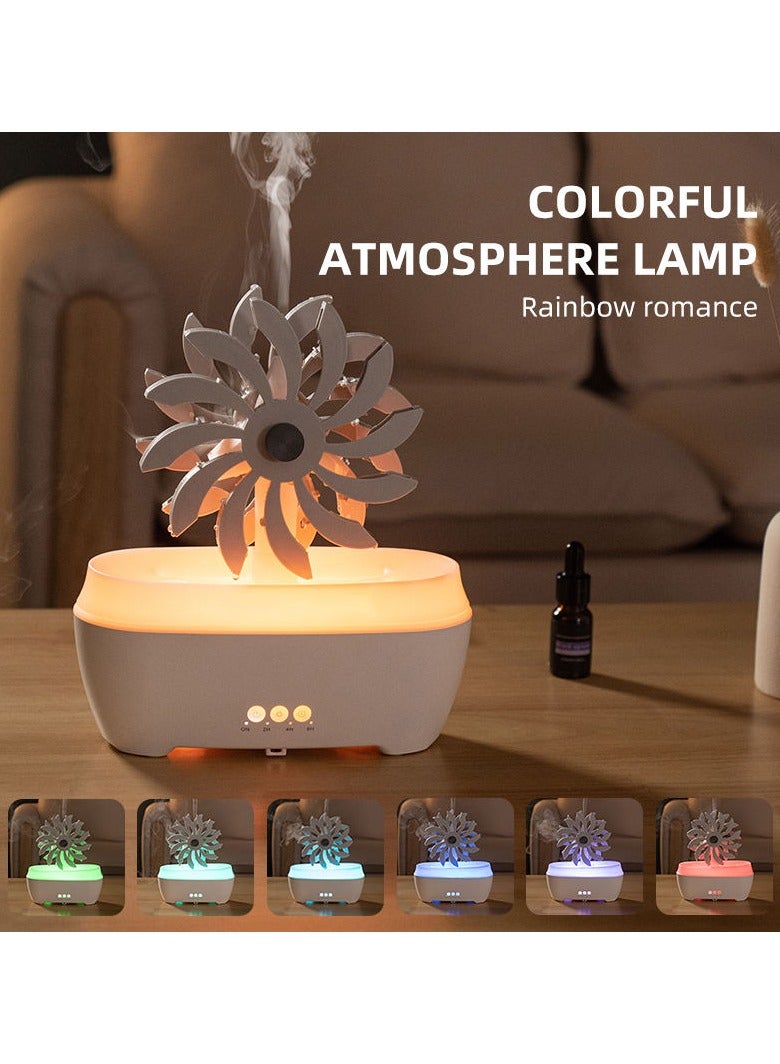 PROMASS 2024 Newest 300ml Windmill Rotating Raindrop Essential Oil Aroma Diffuser with 7 Color LED Mood Light - Image 2