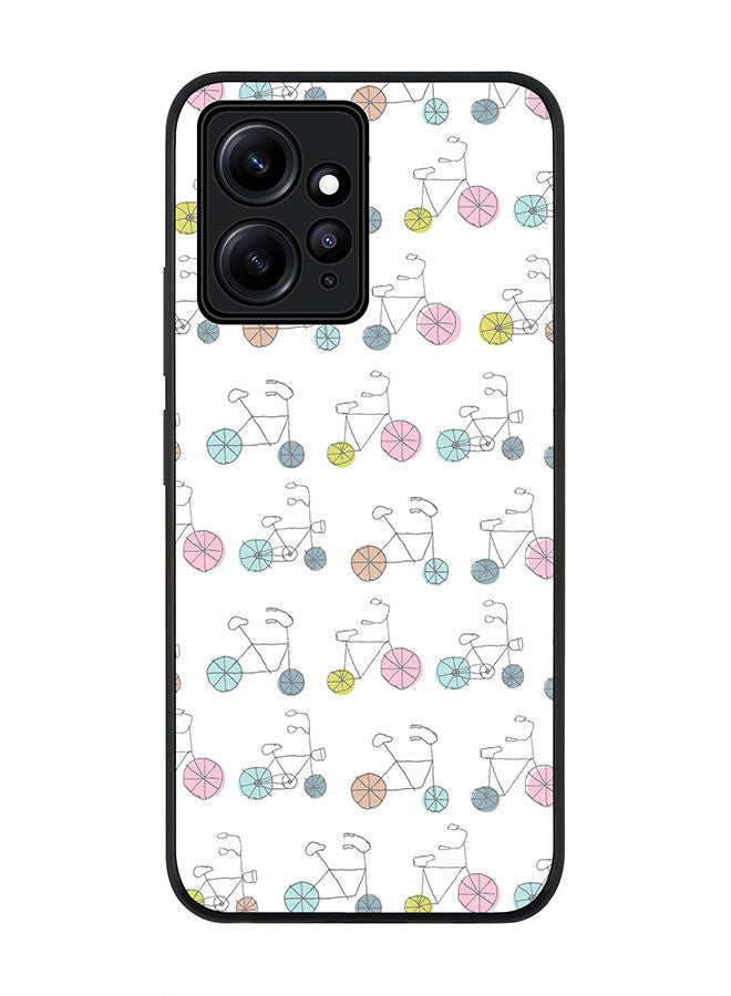 Stylizedd Rugged Black edge case for Redmi Note 12 4G Slim fit Soft Case Flexible Rubber Edges Anti Drop TPU Gel Thin Cover - Cycle Sribbles - Image 1