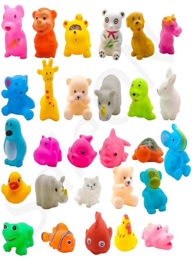 Fovrtye Pack of 12 Pcs Mix Cute Animals Swimming Water Toys Non-Toxic,BPA Free Colorful Soft Rubber Float Squeeze Sound Squeaky Bathing Toy for Baby Chu Chu Toy Set - Mix Animals - Image 3