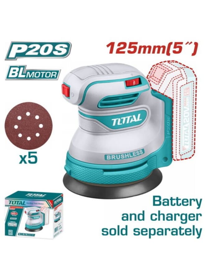 TOTAL Cordless random orbit sander 20 v TROSLI2002