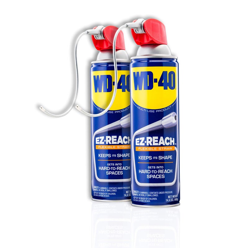WD-40 Original Formula, Multi-Use Product, EZ-Reach Flexible Straw, 14.4 OZ [Twin-Pack] - Image 1