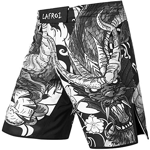 LAFROI Mens MMA Cross Training Boxing Shorts Trunks Fight Wear with Drawstring and Pocket-QJK01(Dragon,MD) - Image 1