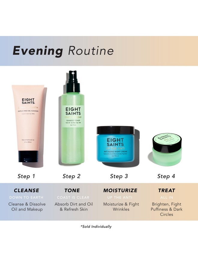 آيت ساينتس كريم مرطب للوجه من Eight Saints Skin Care Up the Anti Night Cream لتقليل الخطوط الدقيقة والتجاعيد، كريم طبيعي وعضوي مضاد للشيخوخة للوجه والرقبة مع النياسيناميد وحمض الهيالورونيك، 2 أونصة - Image 4