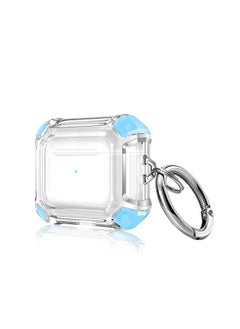 Generic Case Cover Anti-drop Transparent PC Two-color Earphone Protective Case with Hanging Loop for AirPods 3 Sky Blue 
