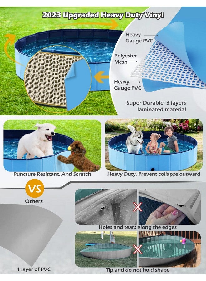 Jasonwell Foldable Dog Pet Bath Pool Collapsible Dog Pet Pool Bathing Tub Kiddie Pool Doggie Wading Pool for Puppy Small Medium Large Dogs Cats and Kids 32" Blue - Image 4