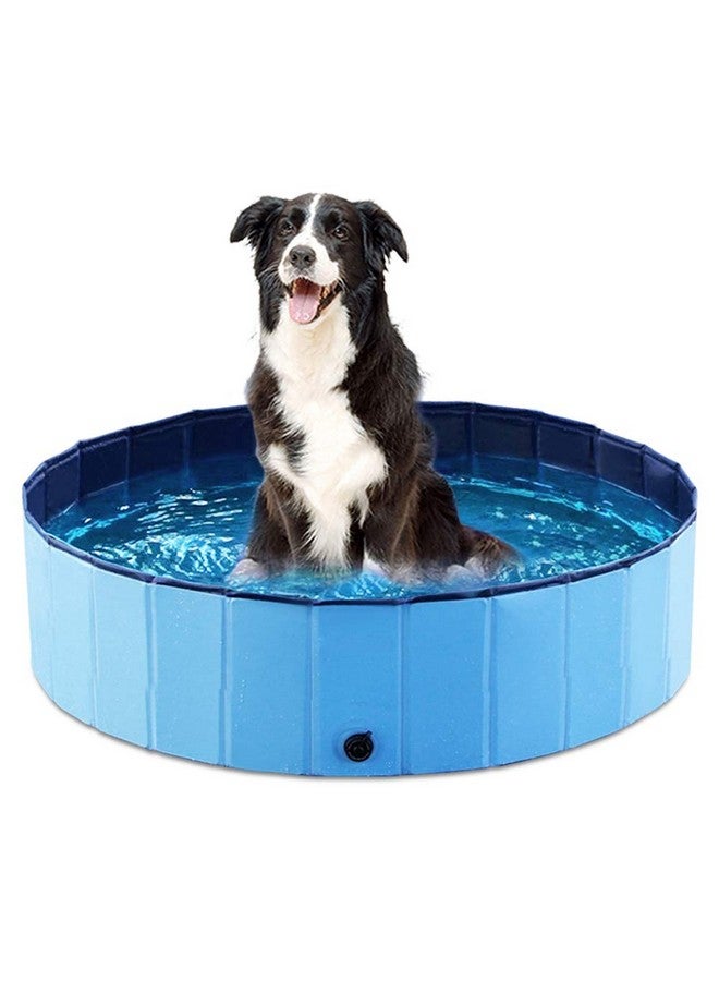 Jasonwell Foldable Dog Pet Bath Pool Collapsible Dog Pet Pool Bathing Tub Kiddie Pool Doggie Wading Pool for Puppy Small Medium Large Dogs Cats and Kids 32" Blue - Image 1