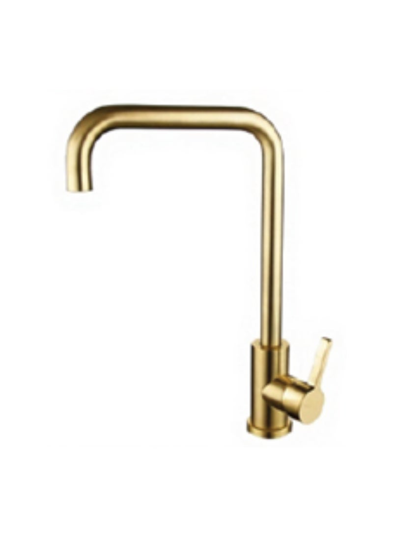 Kitchen Faucet - SZF00230BG, Stainless Steel 304 Body & Handle, Brushed Gold Finish, Ceramic Cartridge (500K Cycles), 360° Rotation, Single Hole Installation