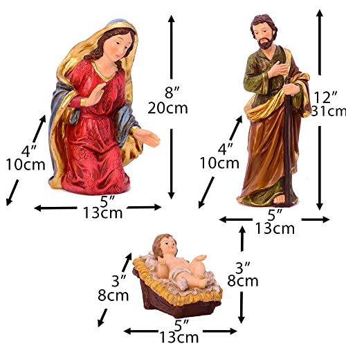 Zayton Nativity Set Christmas Indoor Scene Set 12.5 Inch 11 Pcs Figurines Holy Family Fireplace Statue Jesus Manger Christmas Crib Ornament Church Xmas Gift Home Decoration - Image 4