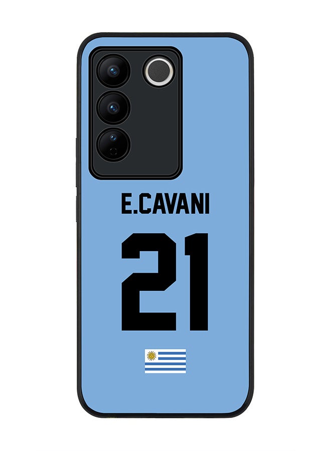 Stylizedd Rugged Black Edge case for Vivo V27 / Vivo V27 Pro / Vivo S16,Slim fit Flexible Cover - Football Team - Uruguay , Player Name - E.Cavani - Image 1