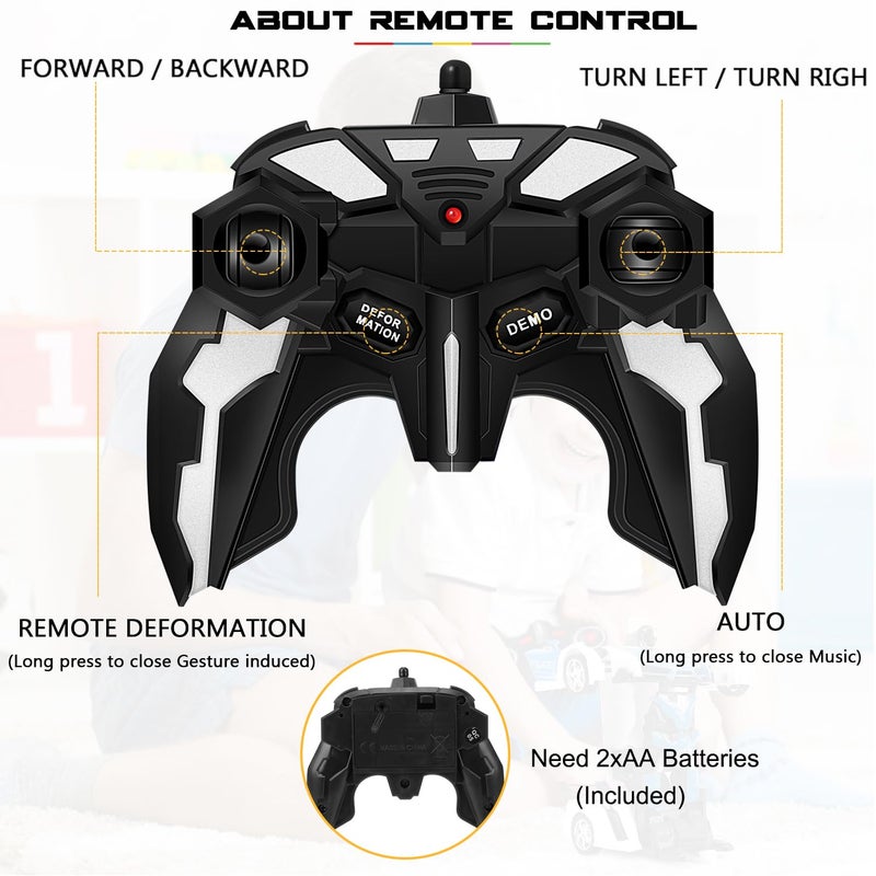FIGROL Transformable Robot RC Car - 2.4Ghz 1:18 Scale Model Police Car with One Button Deformation - 360 Degree Rotation Drifting for Children - Image 4