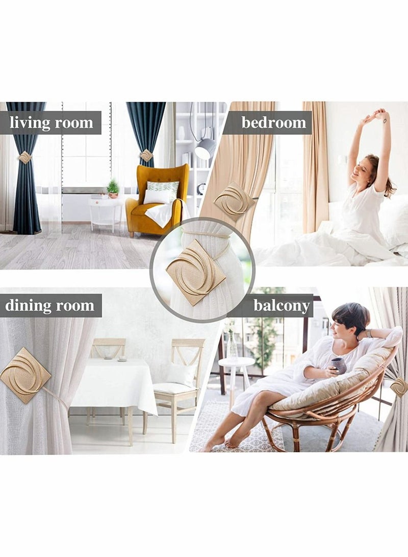 SYOSI 2 Pack Classical Magnetic Curtain Tiebacks, Decorative Curtain Holdbacks with Designs, Window Vintage Drapery Curtain Holders with Magnetic Buckle, Curtain Ties for Home Office, No-Install Drill Hook - Image 4