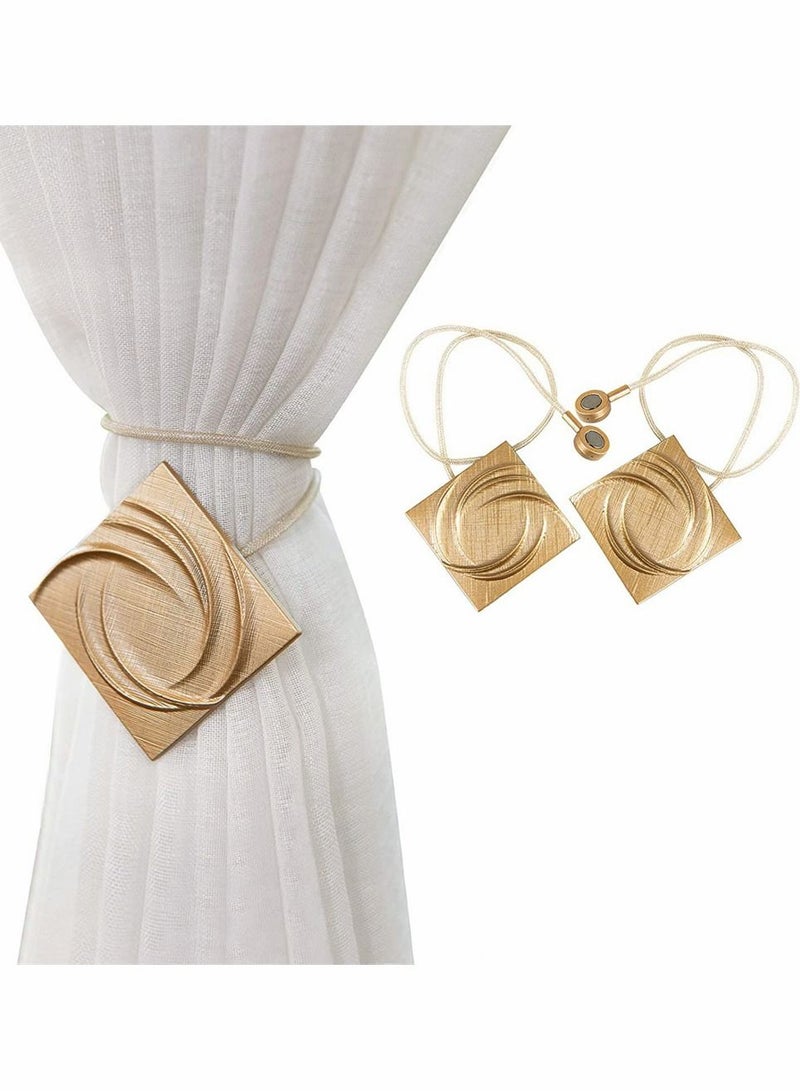 SYOSI 2 Pack Classical Magnetic Curtain Tiebacks, Decorative Curtain Holdbacks with Designs, Window Vintage Drapery Curtain Holders with Magnetic Buckle, Curtain Ties for Home Office, No-Install Drill Hook - Image 1