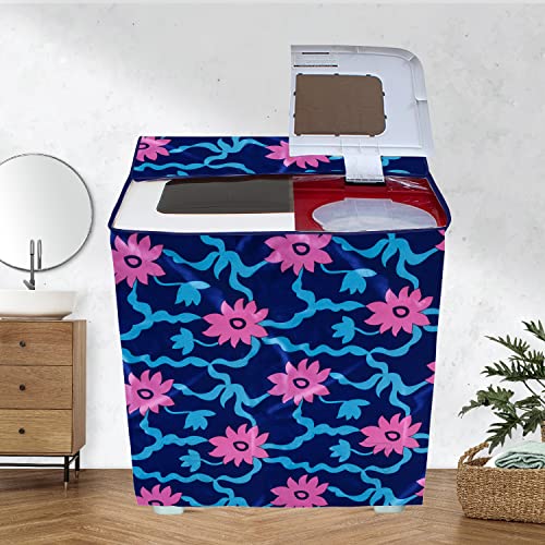 E-Retailer® Polyester Semi Automatic Washing Machine Cover With Zip Enclosure Suitable For 5kg to 8kg (Color-Floral Pink, Size-33x22x37 Inches) - Image 1