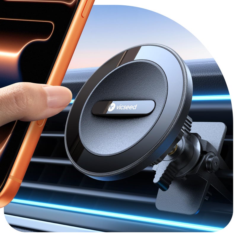 VICSEED for MagSafe Car Mount [Super Magnet Power & Vent-Safe Clip] Upgraded Steel Core Magnetic Phone Holder 360Â° Adjustable Hands Free Vent Mount for 17 16 15 14 13 12 Pro Max - Image 1