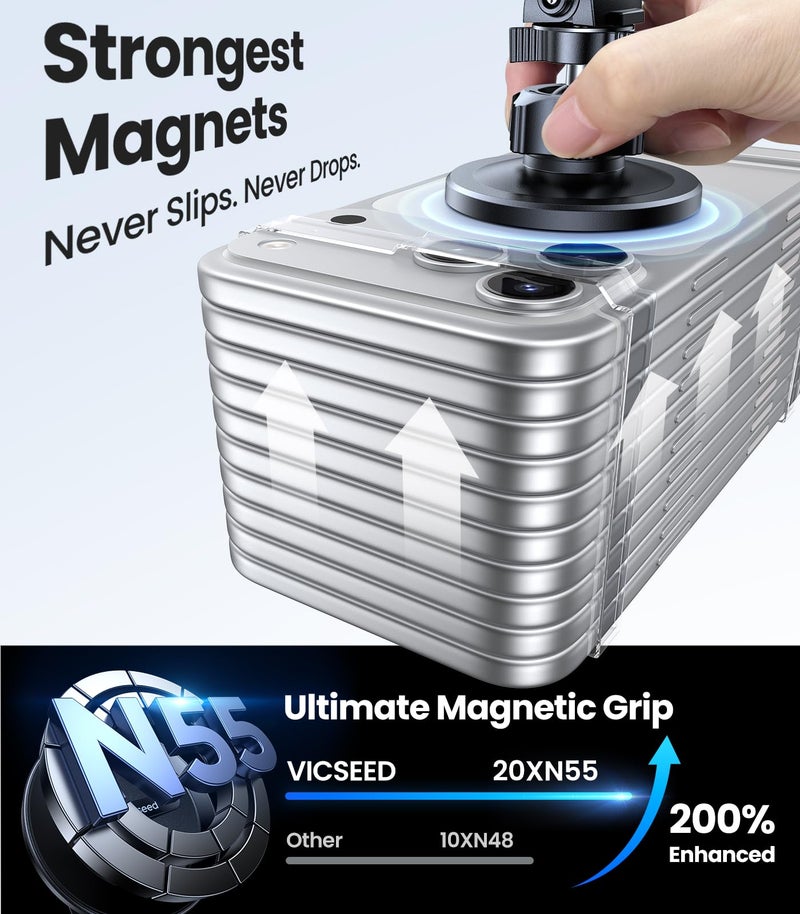 VICSEED for MagSafe Car Mount [Super Magnet Power & Vent-Safe Clip] Upgraded Steel Core Magnetic Phone Holder 360Â° Adjustable Hands Free Vent Mount for 17 16 15 14 13 12 Pro Max - Image 2