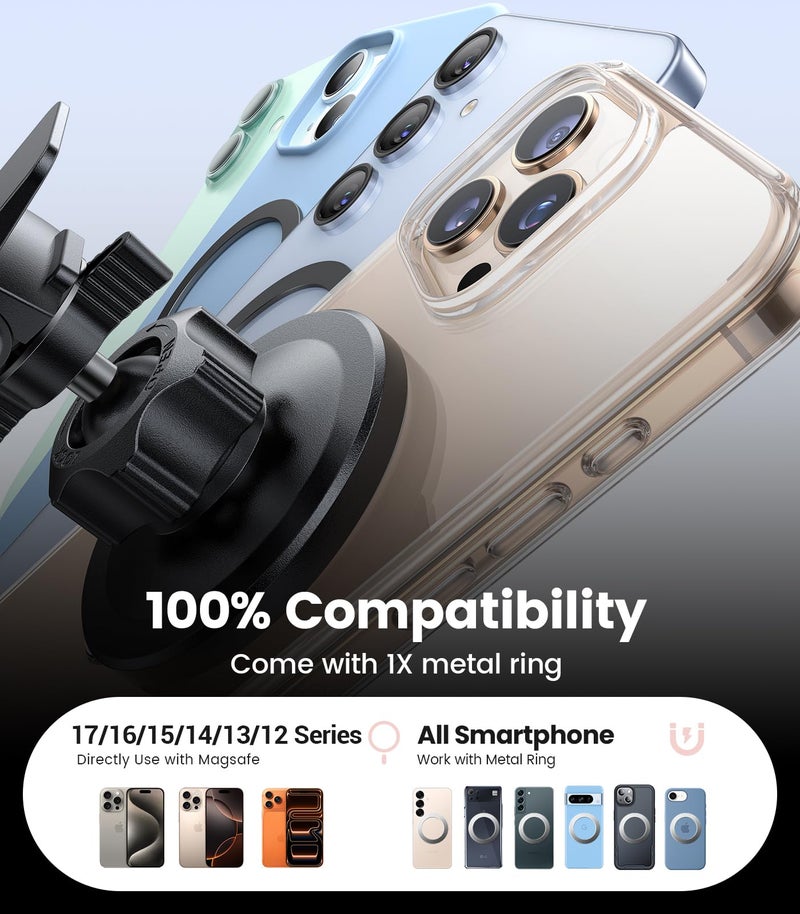 VICSEED for MagSafe Car Mount [Super Magnet Power & Vent-Safe Clip] Upgraded Steel Core Magnetic Phone Holder 360Â° Adjustable Hands Free Vent Mount for 17 16 15 14 13 12 Pro Max - Image 5