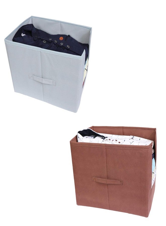 MBW Clothes Organiser for Wardrobe, Wardrobe Organizer for Clothes, Cupboard Organizer for Clothes, Cloth Organizer for Wardrobe, Organizer for Wardrobe, Dress Organiser (Grey & Brown - Pack of 2)
