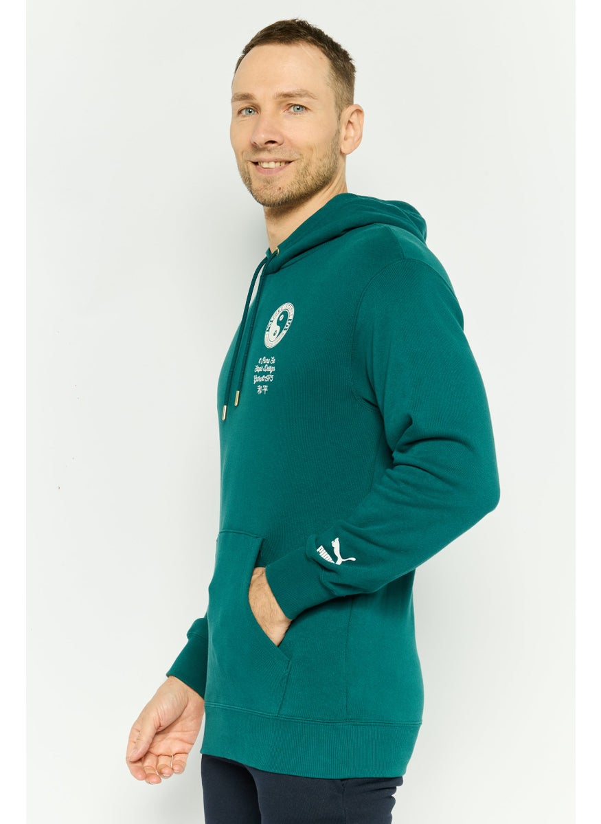 PUMA Men Sportswear Fit Long Sleeves Outdoor Hoodie, Teal Green  - Image 3