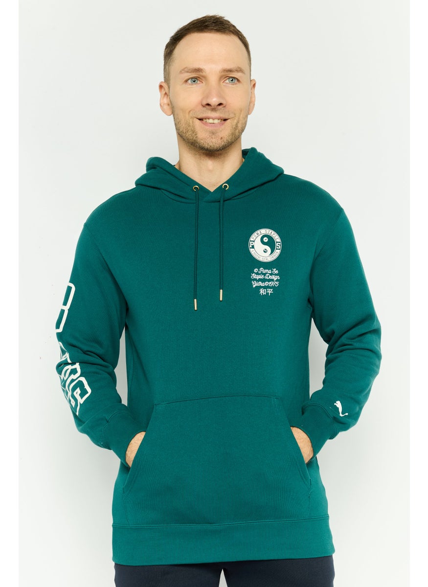PUMA Men Sportswear Fit Long Sleeves Outdoor Hoodie, Teal Green  - Image 1