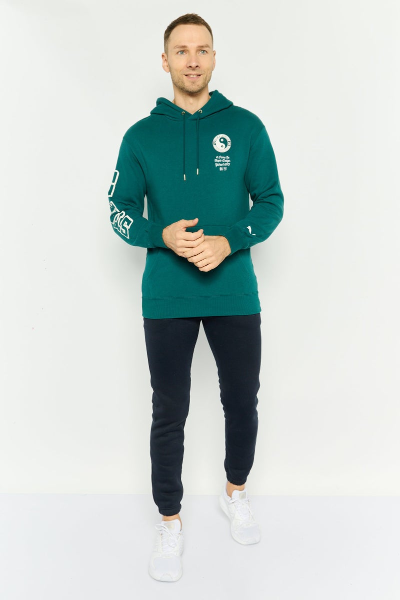 PUMA هودي رياضي للرجال بأكمام طويلة مناسب للخارج، أخضر مائل إلى الزرقة - Image 2