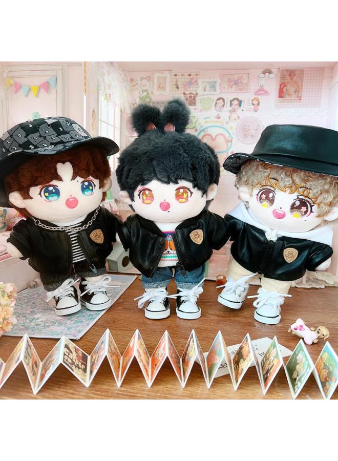 Cotton Doll 20cm Baby Clothes Star Doll Normal Body Fat Naked Baby Double-sided Leather Hat Leather Jacket-Specifications:20cm-Color:Light Brown Curly Queen Naked Baby - Image 4