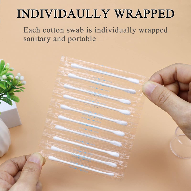 Sppry Cotton Swabs - Individually Wrapped Double Tipped Paper Sticks for Ear, Make-up, 100 Count (White, Round/Earpick End) - Image 2
