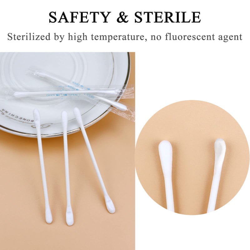 Sppry Cotton Swabs - Individually Wrapped Double Tipped Paper Sticks for Ear, Make-up, 100 Count (White, Round/Earpick End) - Image 3