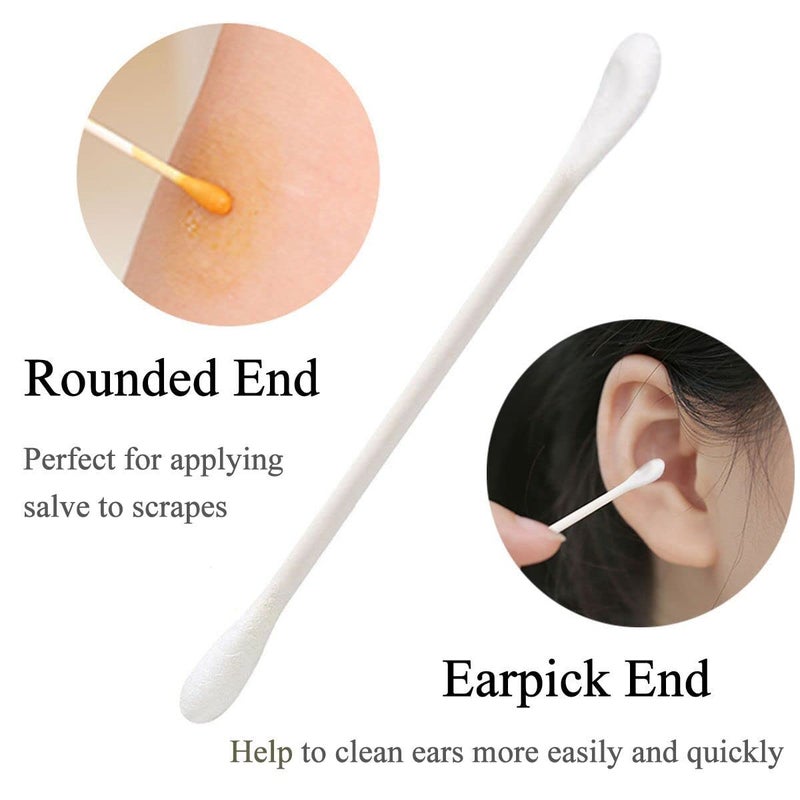 Sppry Cotton Swabs - Individually Wrapped Double Tipped Paper Sticks for Ear, Make-up, 100 Count (White, Round/Earpick End) - Image 4
