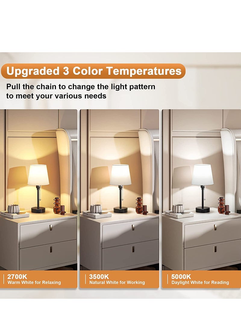 AMINAC White Bedside Lamps for bedrooms Set of 2 - Nightstand Bedroom Lamp with USB C Port and AC Outlet Charging, 3 Way Dimmable Touch Control Small White Bed Side Table Lamp, Nightstand Light for Kids - Image 2