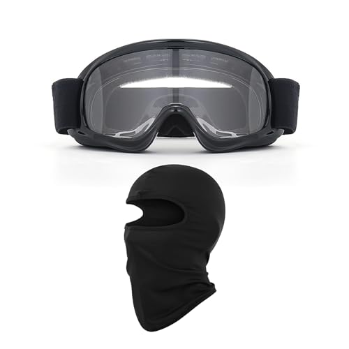LJDJ Kids Dirt Bike Goggles ATV Motorcycle OffRoad Riding Motocross Glasses with Sun UV Protection Balaclava Full Face Cover BlackClear Lens - Image 1