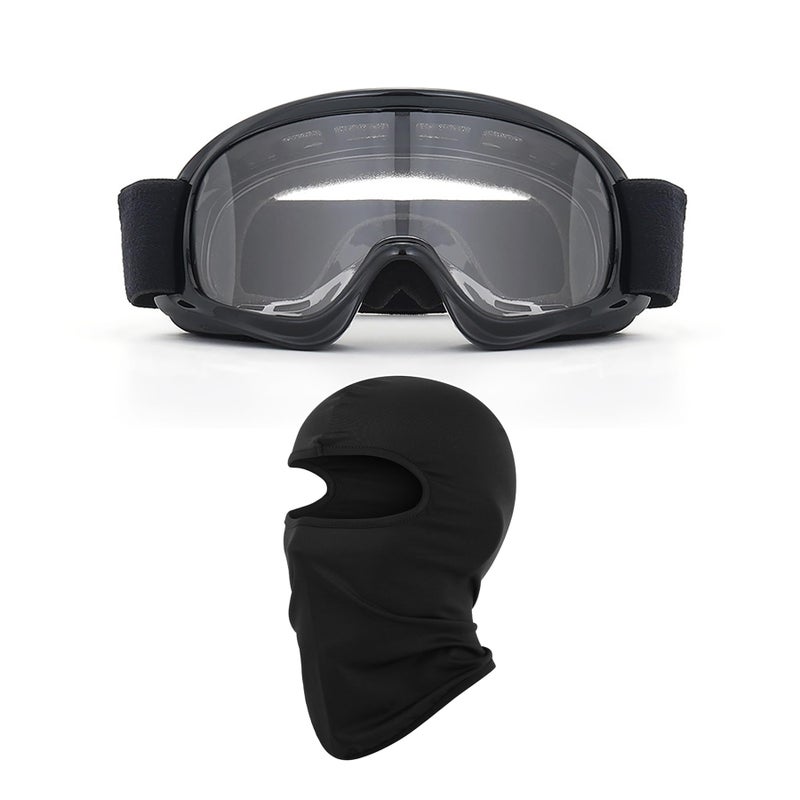 LJDJ Kids Dirt Bike Goggles ATV Motorcycle OffRoad Riding Motocross Glasses with Sun UV Protection Balaclava Full Face Cover BlackClear Lens - Image 3