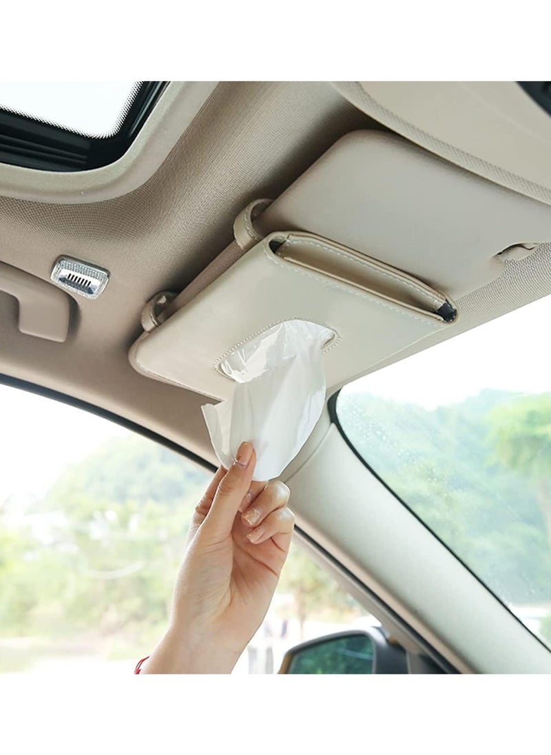 Kimaya - Car Visor Tissue Holder, Dispenser Hanging Paper Towel Holder Case For Seat Back And Vehicle Side Door, Multi-Use Cover & Truck Decoration Beige - Image 1
