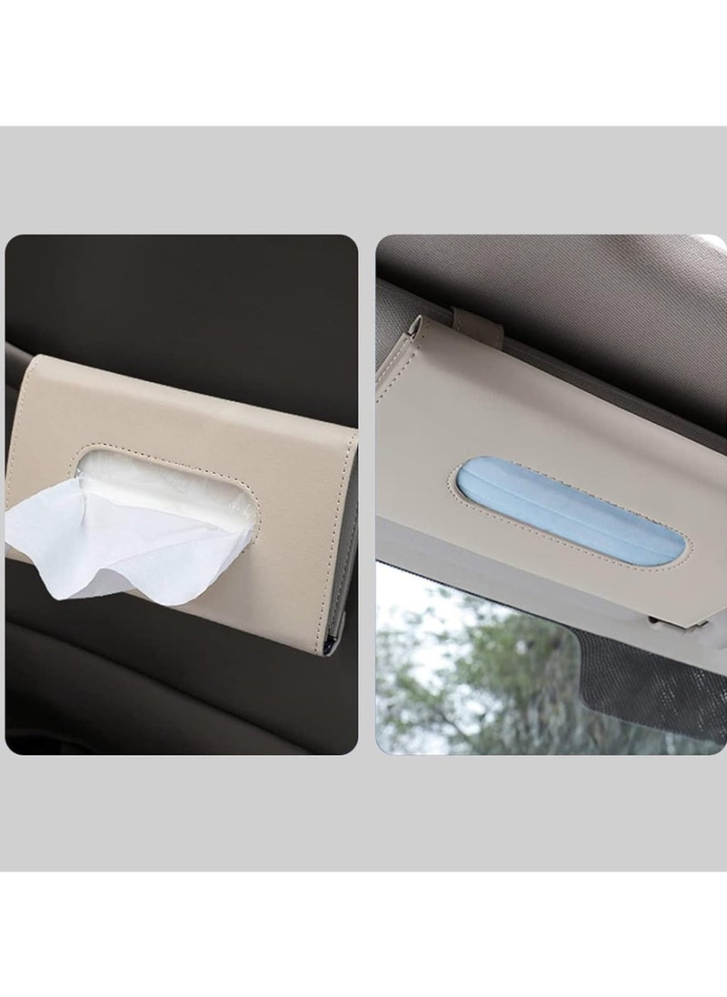 Kimaya - Car Visor Tissue Holder, Dispenser Hanging Paper Towel Holder Case For Seat Back And Vehicle Side Door, Multi-Use Cover & Truck Decoration Beige - Image 1