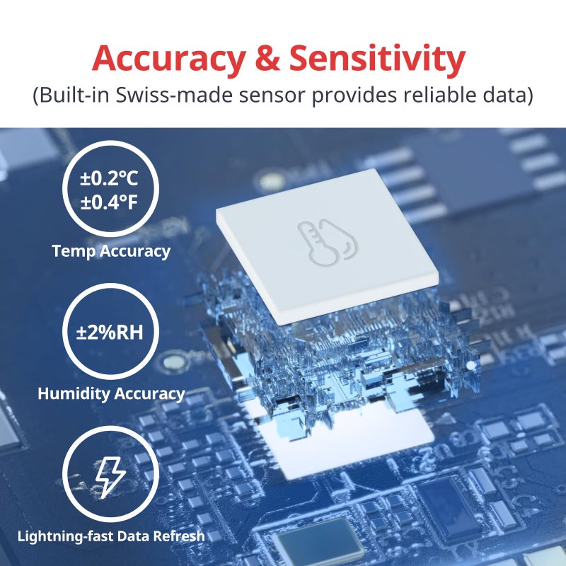 SwitchBot Room Thermometer Hygrometer Indoor, Bluetooth Digital Temperature Monitor with Free Data Storage, Dewpoint/VPD/Absolute Humidity, Hygrometer Indoor Humidity Meter, Thermometer for Home - Image 3