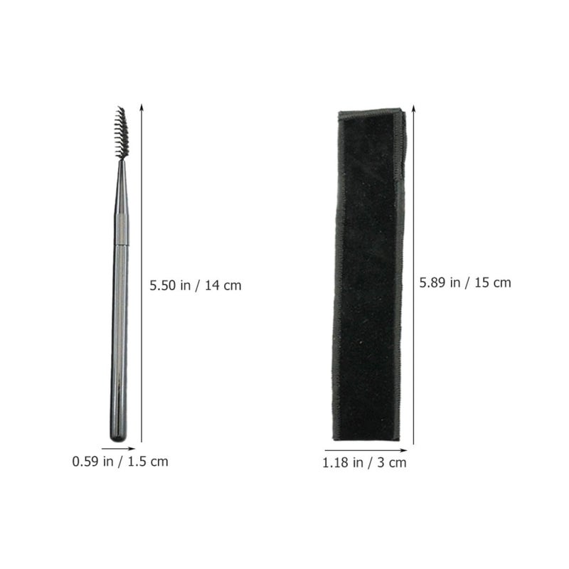 Professional Eyelash Comb Brow Brush Set 4pcs Wooden Handle Velvet Pouch Travel Makeup Kit - Image 3